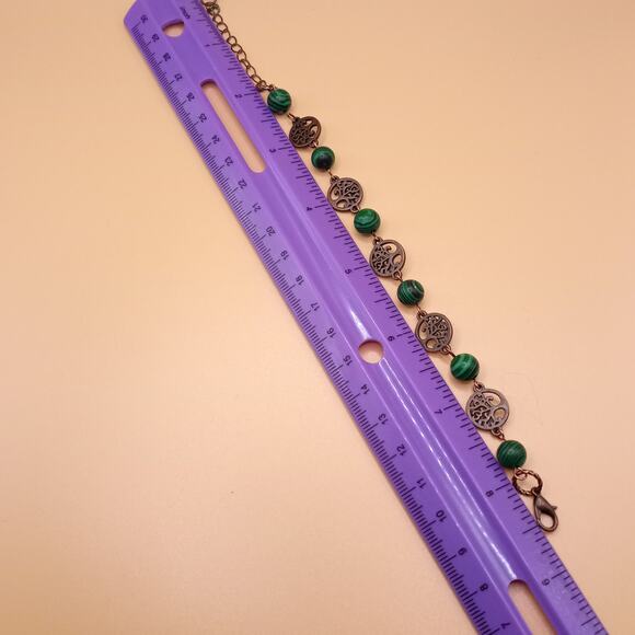 HANDMADE~ Malachite and Copper Tree of Life Bracelet - Picture 5 of 6